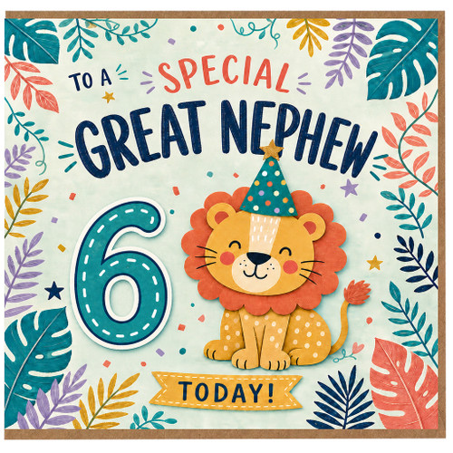 Great Nephew 6th Birthday Card