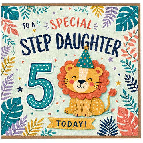 Step Daughter 5th Birthday Card