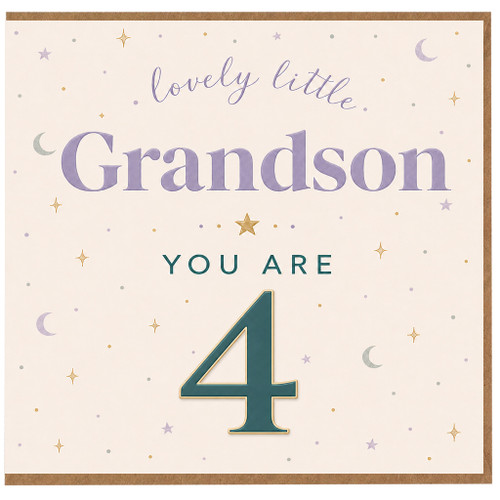 Grandson 4th Birthday Card, Lovely Little Grandson You Are 4
