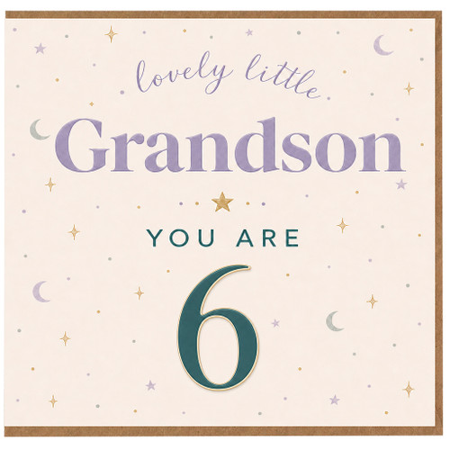 Grandson 6th Birthday Card, Lovely Little Grandson You Are 6 Card
