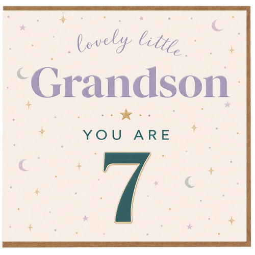 7th Birthday Card for Grandson, Lovely Little Grandson You Are 7