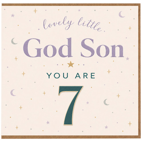 7th Birthday Godson Card, Lovely Little God Son 7