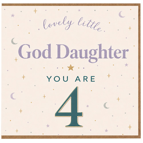 4th Birthday Card for God Daughter, Lovely Little God Daughter You Are 4 Card