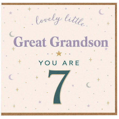 Great Grandson 7th Birthday Card, Lovely Little Great Grandson You Are 7