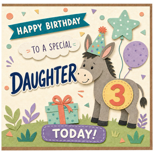 3rd Birthday Card for Daughter, Happy Birthday Daughter Today Card