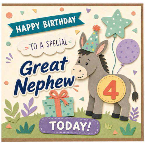 4th Birthday Card for Great Nephew, Happy Birthday Special Great Nephew Birthday Card