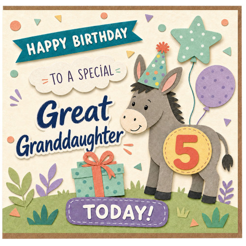 5th Birthday Card for Great Granddaughter, Happy Birthday To a Special Great Granddaughter Card