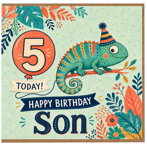 Son 5th Birthday Card, Happy Birthday Son Card