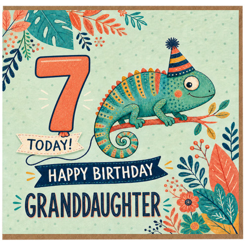 7th Birthday Card for Granddaughter, Happy Birthday Granddaughter Card