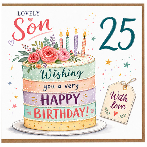25th Birthday Card for Son, Lovely Son Happy Birthday Card With Love