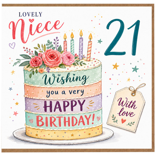 21st Birthday Card for Niece, Lovely Niece Happy Birthday Card