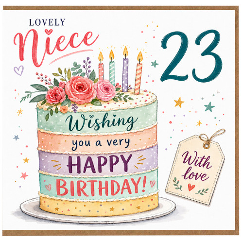 23rd Birthday Card for Niece, Lovely Niece Birthday Card With Love