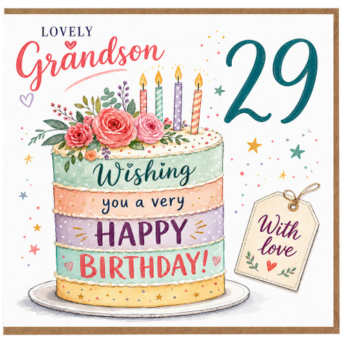 Grandson 29th Birthday Card, Lovely Happy Birthday Card