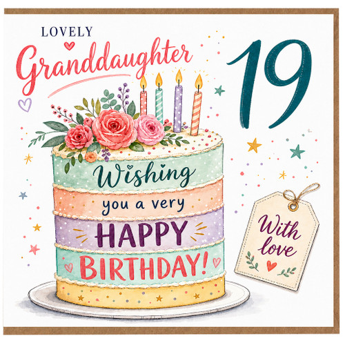 19th Birthday Card for Granddaughter, Lovely Granddaughter Happy Birthday Card