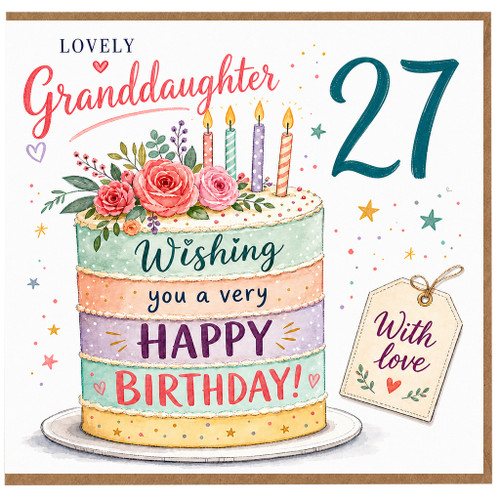 27th Birthday Card for Granddaughter, Lovely Granddaughter Happy Birthday Card