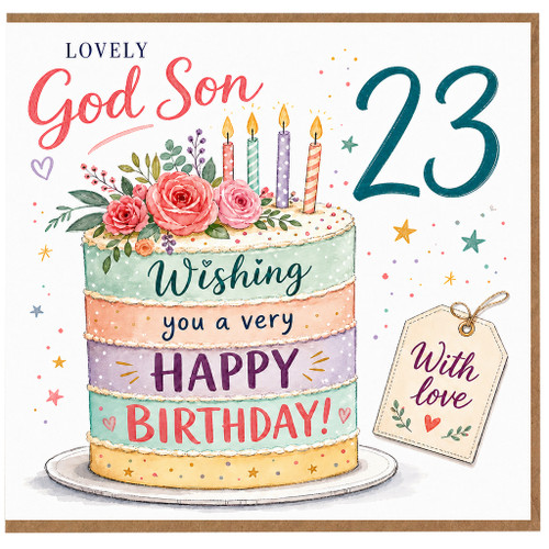 23rd Birthday Card for God Son, Lovely God Son Birthday Card, Happy 23rd Birthday With Love