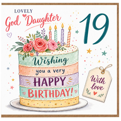 19th Daughter Birthday Card, Lovely God Daughter 19, Wishing You a Very Happy Birthday Card
