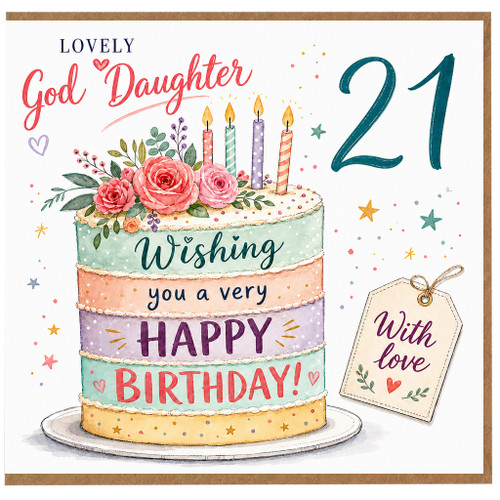 Daughter 21st Birthday Card, Lovely God Daughter Birthday Card