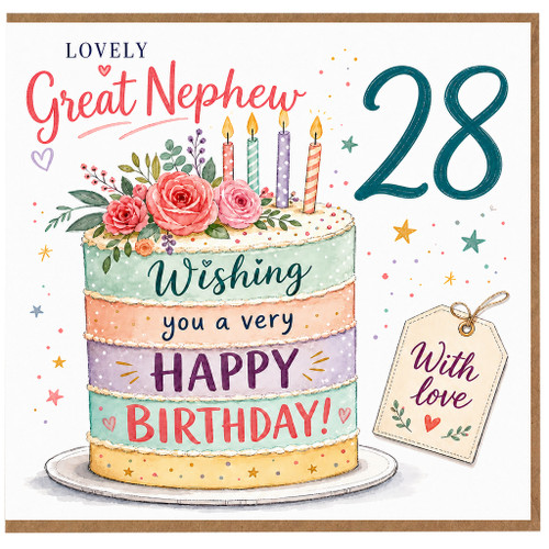 28th Birthday Card for Great Nephew, Lovely Great Nephew Birthday Card