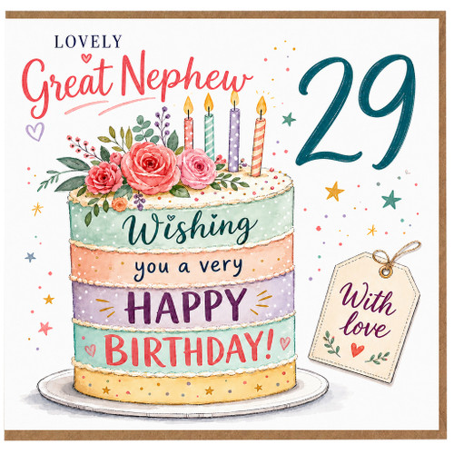 29th Birthday Card for Great Nephew, Lovely Great Nephew Happy Birthday Card