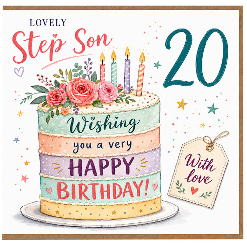 Step Son 20th Birthday Card, Lovely Wishing You a Very Happy Birthday Card