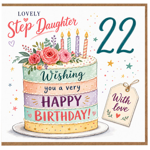 Step Daughter 22nd Birthday Card, Lovely Birthday Card With Love