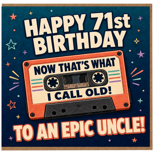 71st Birthday Card for Uncle, Retro Cassette Birthday Card