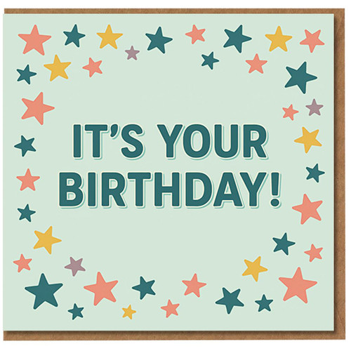 It’s Your Birthday Card - Colourful Star Border Design, Fun Pastel Celebration Greeting for Anyone