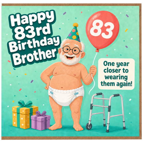 Brother 83rd Birthday Card, Funny 83rd Birthday Card for Brother