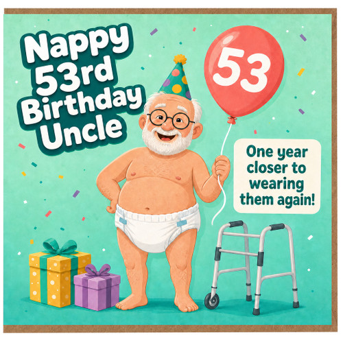 53rd Birthday Uncle Card, Funny Birthday Card for Uncle