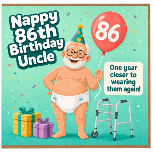 Uncle 86th Birthday Card, Funny 86 Today Birthday Card for Uncle