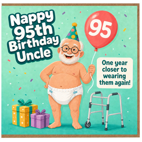95th Birthday Card for Uncle, Funny Nappy 95th Birthday Card