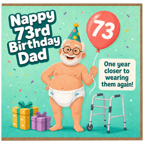 73rd Birthday Card for Dad, Funny Old Age Birthday Card