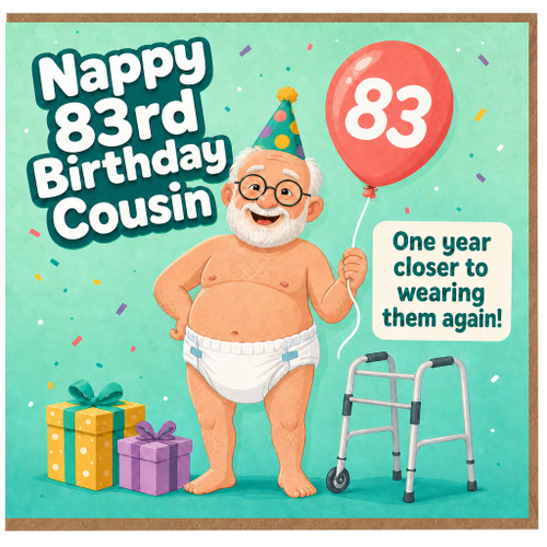 83rd Birthday Card for Cousin, Funny Humorous Birthday Card