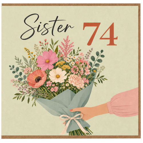 Sister 74th Birthday Card Floral Bouquet