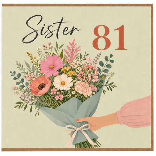 Sister 81st Birthday Card, Floral Bouquet Design
