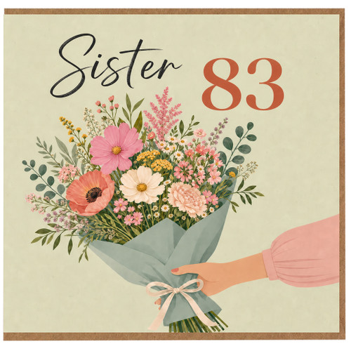 Sister 83rd Birthday Card, Floral Bouquet Birthday Card for Sister