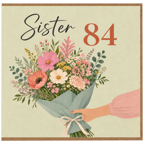 Sister 84th Birthday Card, Floral Bouquet Design