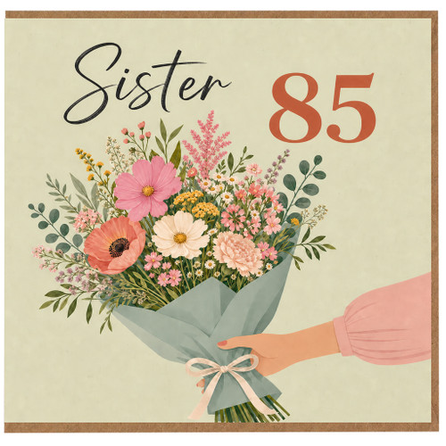 Sister 85th Birthday Card, Floral Bouquet Design