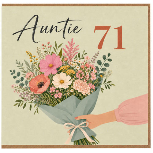 Auntie 71st Birthday Card, Floral Bouquet Card for Auntie