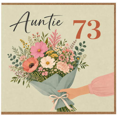 Auntie 73rd Birthday Card Floral Bouquet Design