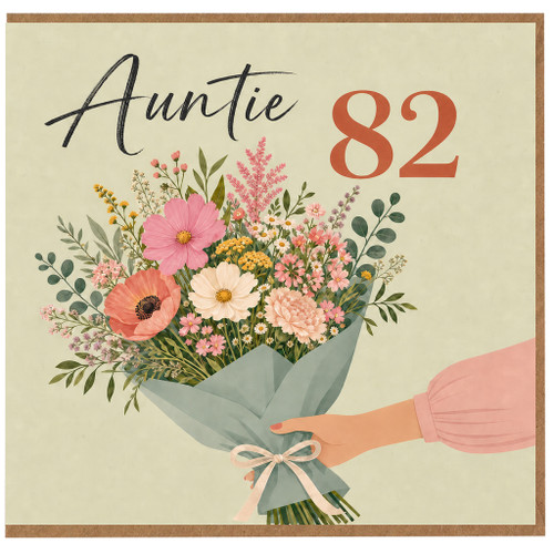 Auntie 82nd Birthday Card, Floral Bouquet Design