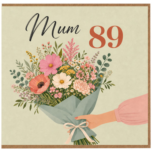 Mum 89th Birthday Card, Floral Birthday Card for Mum