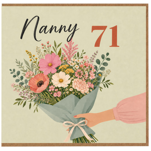 Nanny 71st Birthday Card, Floral Bouquet Card for Nanny
