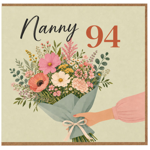 Nanny 94th Birthday Card, Floral Bouquet Card