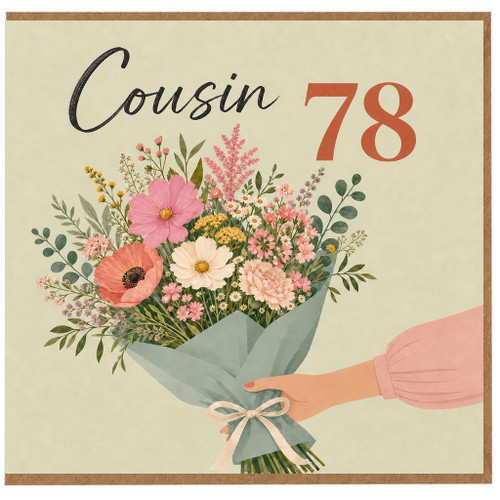 78th Birthday Card for Cousin, Floral Bouquet Card