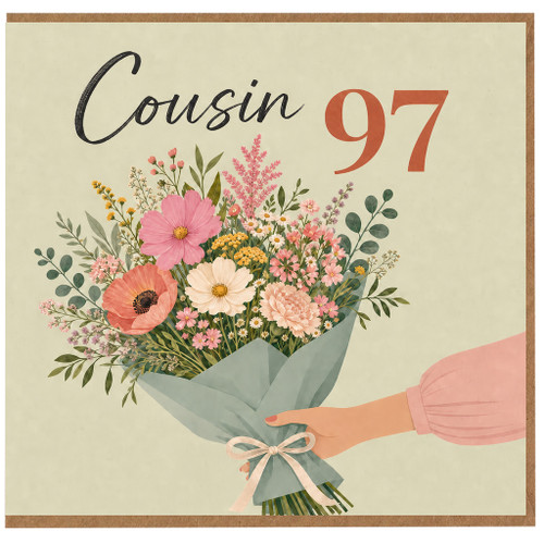 Cousin 97th Birthday Card, Floral Bouquet Design