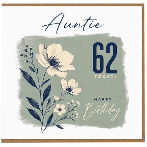 Auntie 62nd Birthday Card, Happy Birthday Card for Auntie