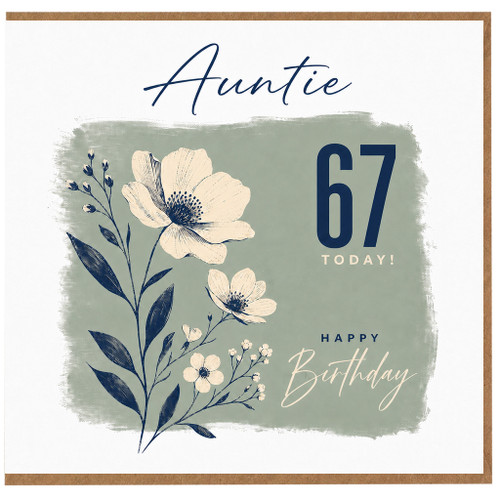 Auntie 67th Birthday Card, Happy Birthday Card for Auntie
