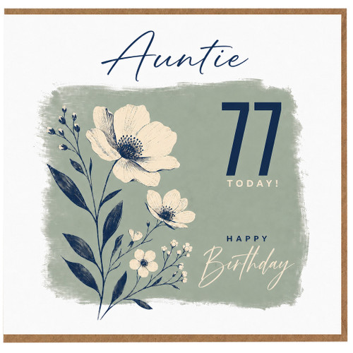 Auntie 77th Birthday Card, Happy Birthday to Auntie Age 77 Card